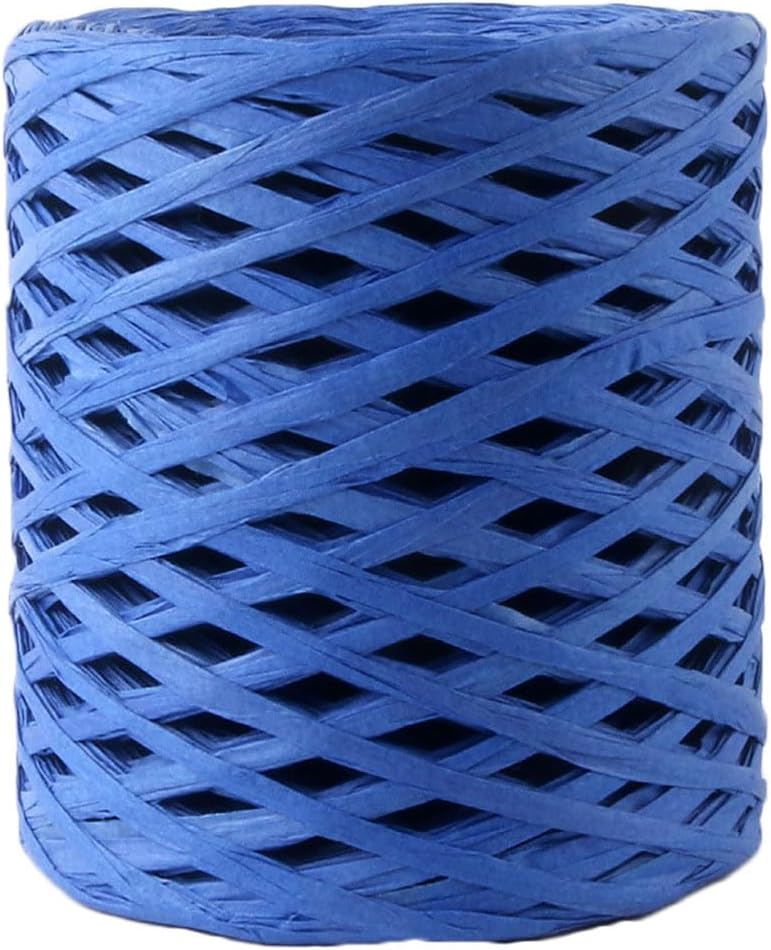 ALLWSLucky 656 FT Raffia Paper Craft Ribbon,Colored Packing Paper String for Gift Wrapping,Party Decor and DIY Decoration (Royal Blue) - Image 1